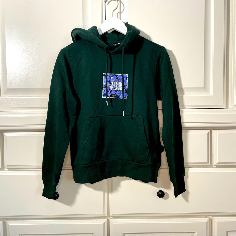 The North Face Green Recycled Embrodiered Hoodie, Size XS